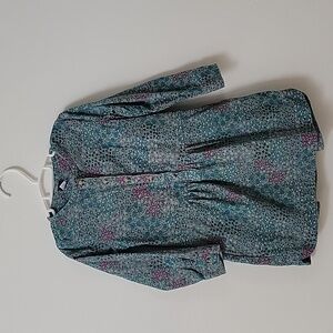 Turquoise Ditsy Floral Dress, Size 4